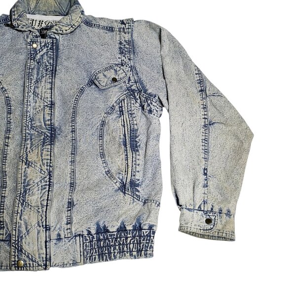 Vintage Van Cort Denim Jacket M Acid Wash Distressed Stained Thrashed Bomber - Picture 3 of 16